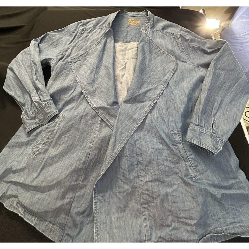 Natural Reflections 1X Denim Jacket Wrap Drape Asymmetric Lightweight Cotton Top